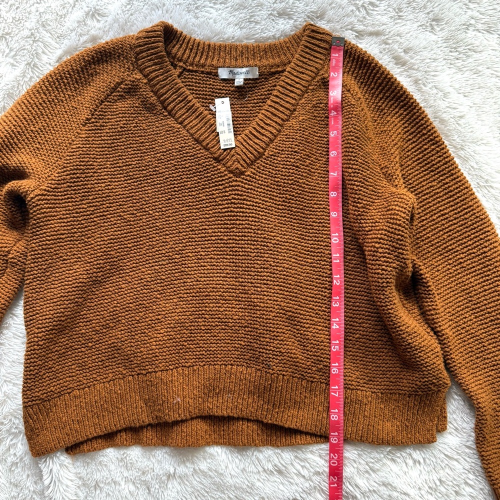 NWT Madewell Small Hemlock V-Neck Pullover Sweater in Golden Pecan - Picture 5 of 9
